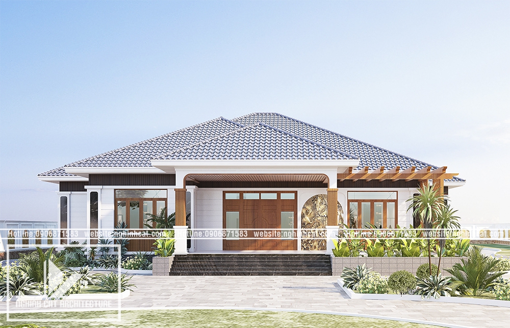 THIẾT KẾ KIẾN TRÚC BIỆT THỰ VƯỜN 1 TẦNG MÁI THÁI - TỈNH ĐỒNG THÁP